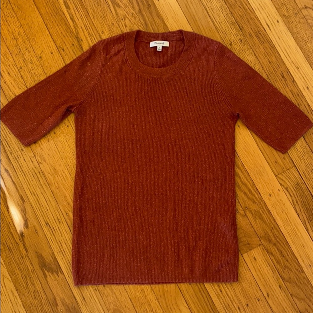 Madewell ribbed shimmer knit top small s